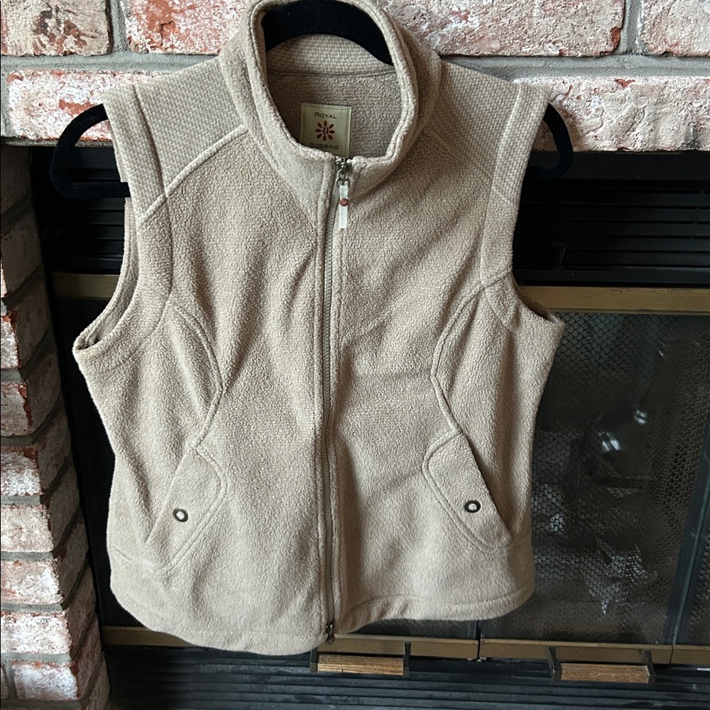 Royal Robbins Beige Fleece Zip Up Vest‎ Women’s Size L